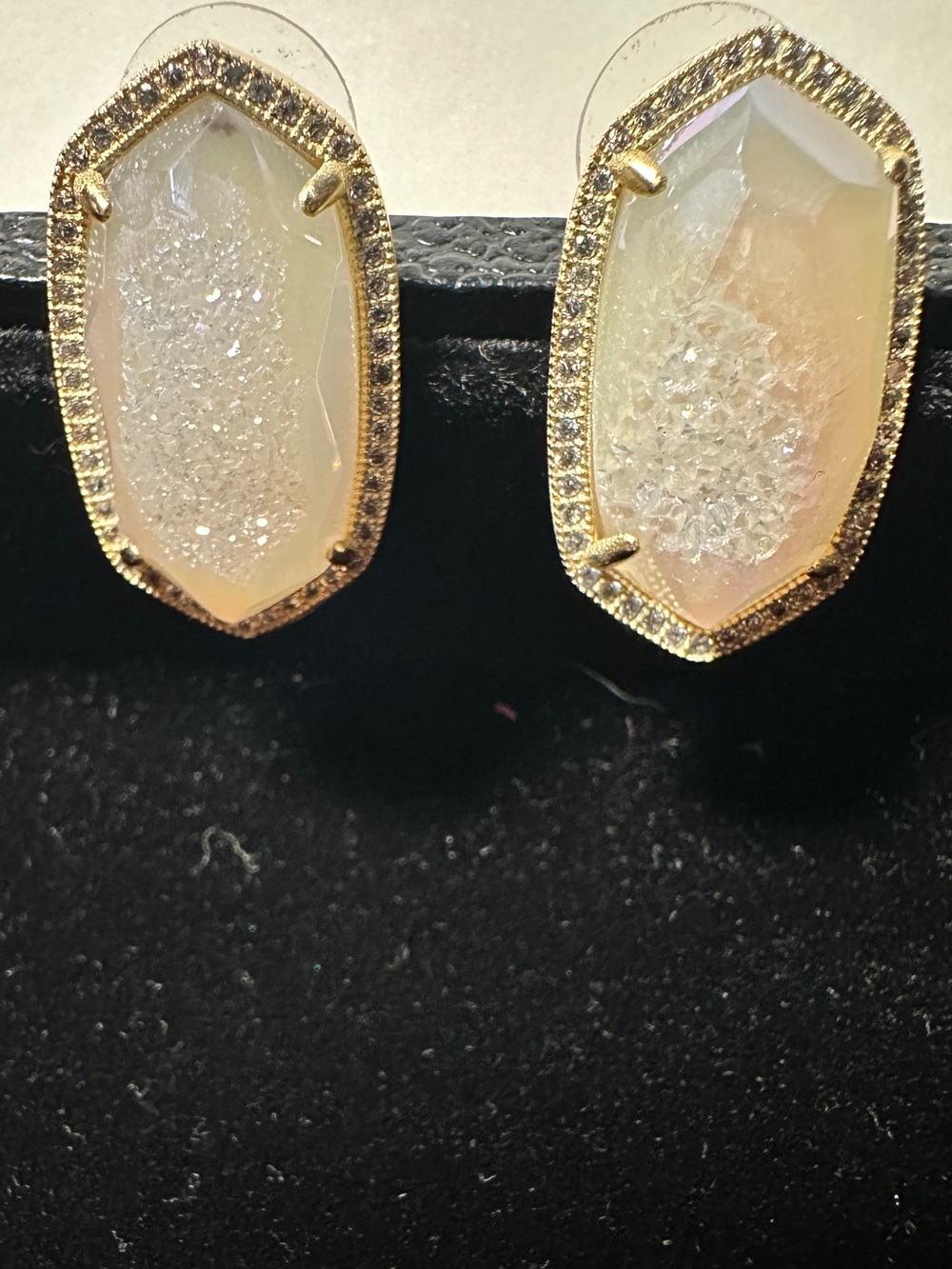 Kendra Scott Ellie iridescent druzy with CZ earrings/ not the petite style